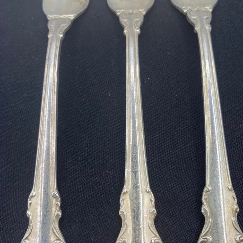 Holmes & Edwards IS 7.5in Dinner Forks 3pc Heart Silver Fashion Silverplate 1954